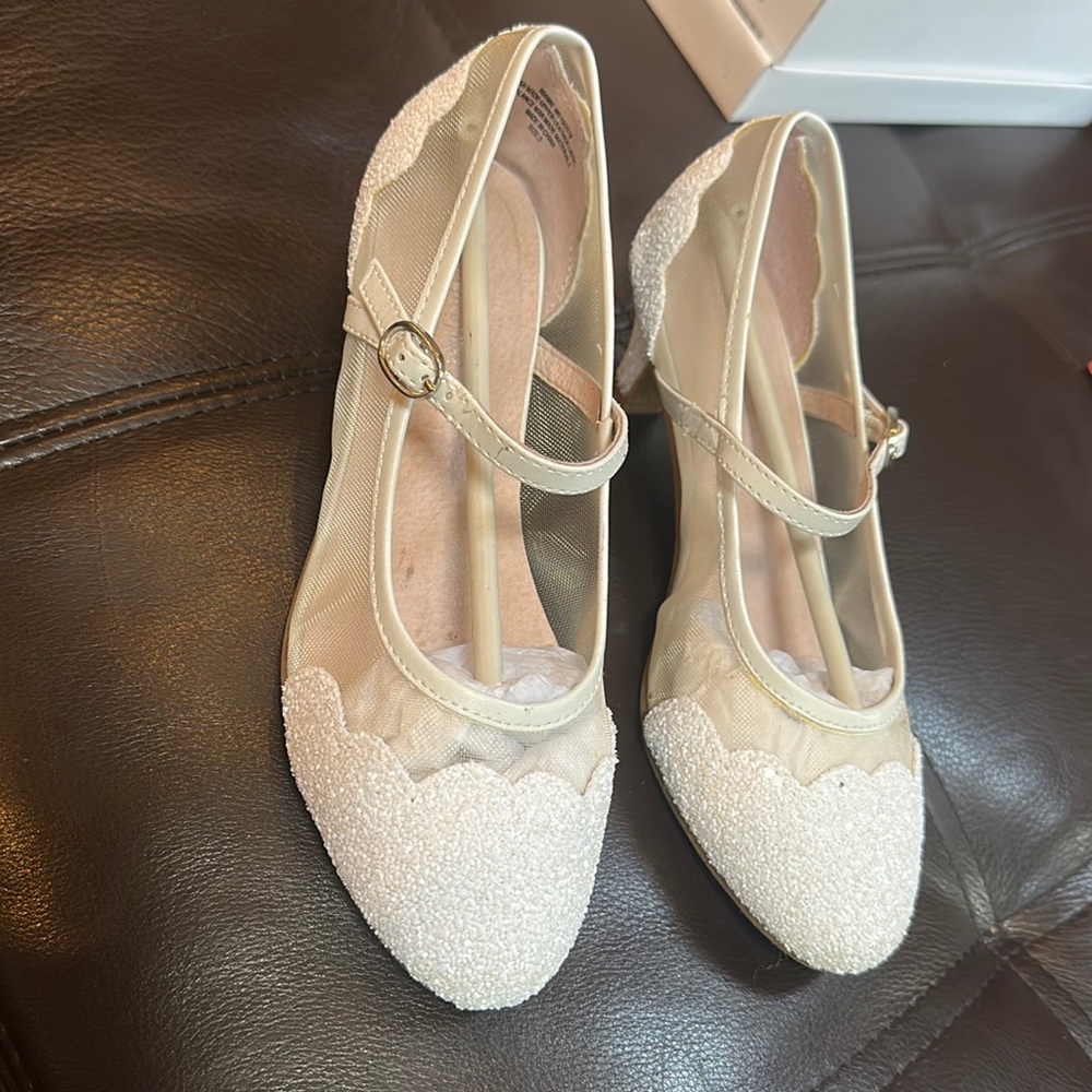 Girls mesh glitter kitten heels shoes
